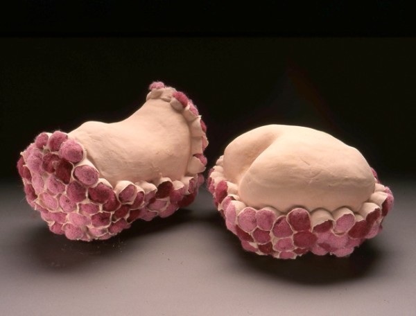 Objected: Pink Ladies, Cone 10 Oxidation, Porcelain 7” X 21” X 11” December 2003